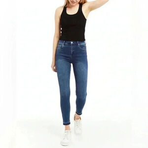 Tractr Blu Jeans Skinny Mid Rise Distressed Ankle Cropped  Raw Hem Blue Size 27